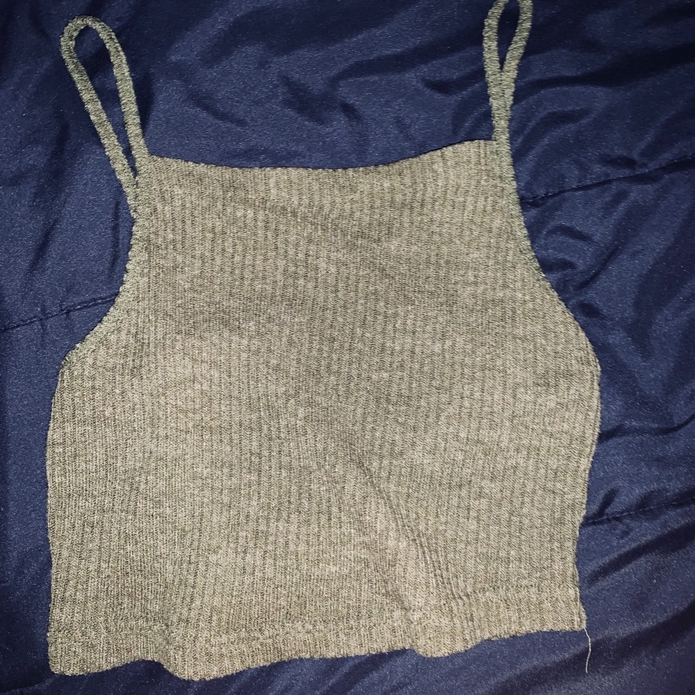 Navy Green Crop Top